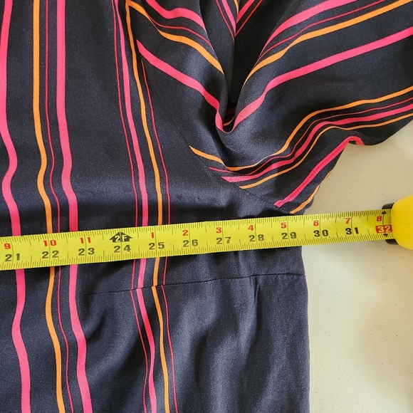 Ulla Popken Button Up Long Sleeve Blouse Tunic Long Shirt Navy Pink Stripe 28 30 - Picture 6 of 8